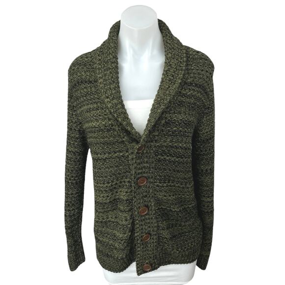 ASOS DESIGN Men's Green Khaki Knit Long Sleeve Button Up Cardigan Sweater Top S - Picture 1 of 4